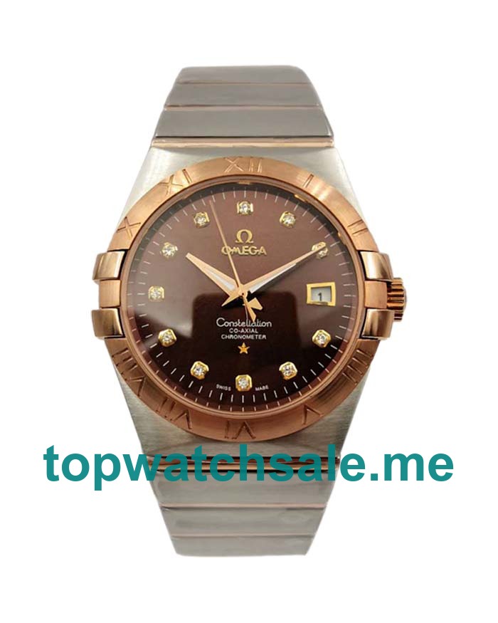 UK 38MM Steel And Rose Gold Omega Constellation 123.20.35.20.63.001 Replica Watches